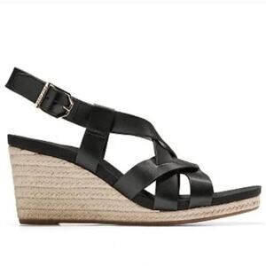 Cole Haan Crystal Leather Wedge Sandals New